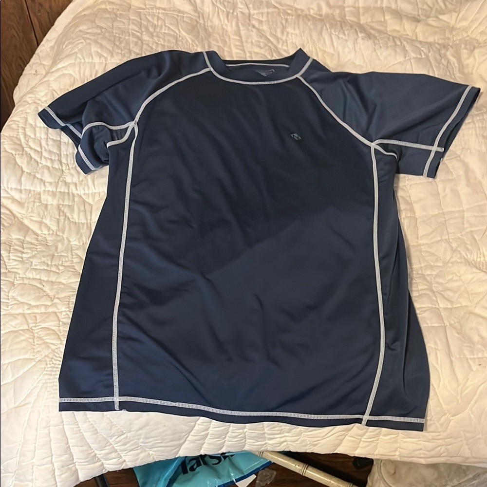 Navy Blue Rash Guard with UV Protection and Sporty Stitching